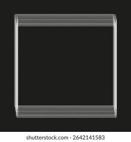 Geometric square frame. Abstract outline structure. White border shape. Vector dark background.