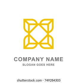 Geometric Square Frame Ornament Logo Vector Icon