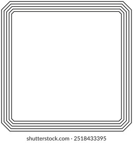 Geometric square frame. Thin black line border. Minimalist abstract design. Symmetrical vector layout.