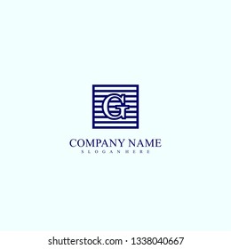 geometric square G logo letter design concept in blue color