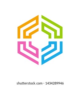 Geometric Square Hexagon Business Company Stock Vector Logo Design
