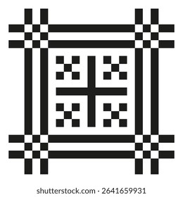 Geometric square icon. Decorative vector shape. Repeating pattern structure. Symmetric black design.