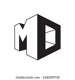 Geometric Square Letter M & D Business Company Vector Logo Design