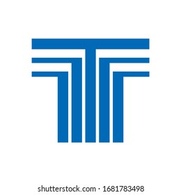 Diseño del logotipo vector de la empresa dedicada a la construcción del pilar T de la letra geométrica cuadrada