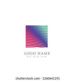 Geometric Square Lines & Stripes Logo. Icon & Symbol Vector Template.
