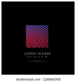 Geometric Square Lines & Stripes Logo. Icon & Symbol Vector Template.