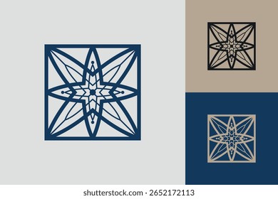 Ícone de logotipo quadrado geométrico. Design vetorial conceito quadrado com estilo linear minimalista