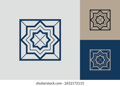Icono de logotipo cuadrado geométrico. Diseño de Vector de concepto cuadrado con estilo lineal minimalista