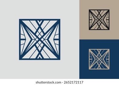 Geometrisches quadratisches Logo-Symbol. Quadratisches Konzept, Vektordesign mit minimalistischer Linienführung