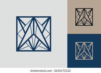 Icono de logotipo cuadrado geométrico. Diseño de Vector de concepto cuadrado con estilo lineal minimalista
