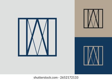 Ícone de logotipo quadrado geométrico. Design vetorial conceito quadrado com estilo linear minimalista