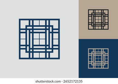 Geometric square logo icon. Square concept vector design with minimalistic linear style