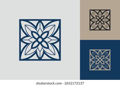 Ícone de logotipo quadrado geométrico. Design vetorial conceito quadrado com estilo linear minimalista