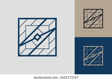 Geometric square logo icon. Square concept vector design with minimalistic linear style