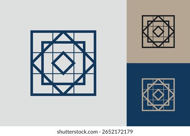 Geometric square logo icon. Square concept vector design with minimalistic linear style