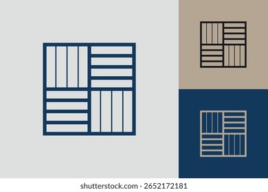 Icono de logotipo cuadrado geométrico. Diseño de Vector de concepto cuadrado con estilo lineal minimalista