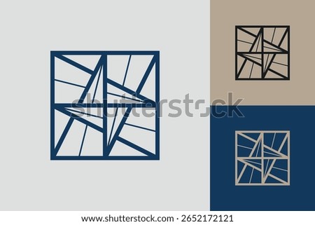 Geometric square logo icon. Square concept vector design with minimalistic linear style