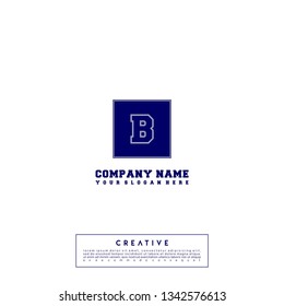 Geometric square logo letter B in blue color design concept