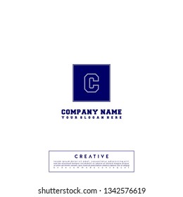 Geometric square logo letter C in blue color design concept