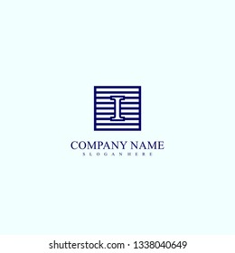 geometric square I logo letter design concept in blue color