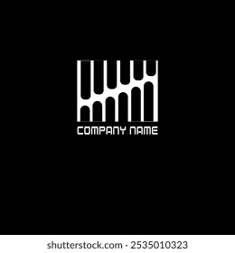Geometric Square Logo with Wavy Lines