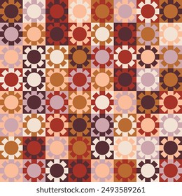 Cuadrado geométrico de mediados de siglo sin patrón de diseño Vector - marrón y beige motivos abstractos de Formas