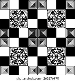 Geometric square ornament in the monochrome style