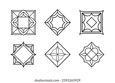 Geometric Square Ornament Vector Design.