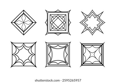 Geometric Square Ornament Vector Design.