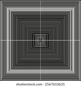 Geometric square pattern. Abstract line composition. Black white symmetry. Vector illustration.