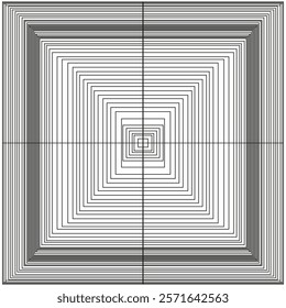 Geometric square pattern. Abstract minimal lines. White black symmetry. Vector illustration.