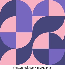 Geometric square pattern in Bauhaus style with circles. Geometric background. Element of graphic retro design. Composition with shapes.