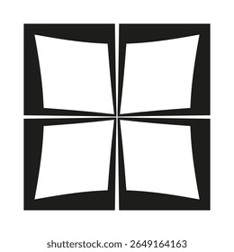 Geometric square pattern. Black white Vector. Abstract modular shape. Symmetrical graphic art.