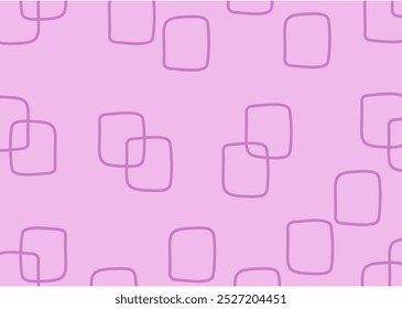 Geometric square pattern. Hand drawn abstract seamless design on a pastel pink background. Stock vector illustration in minimalist, retro-inspired style.