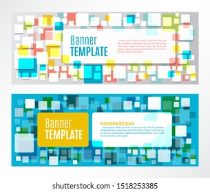 Geometric square patterns, vector illustration. Abstract colorful polygonal mosaic background. Design banner template for your web page and projects.