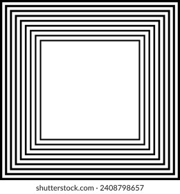 Geometric Square Picture Frame. Black and White Background.  Vector Art.
