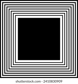 Geometric Square Picture Frame. Black and White Background.  Vector Art.