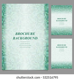 Geometric square pixel mosaic page template set
