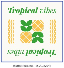 Geometric Square Poster Tropical Pineapple Modern Shapes