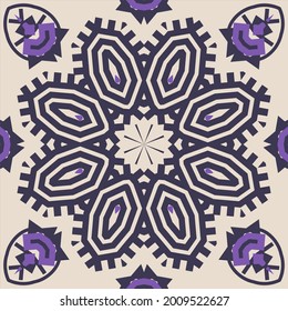 Geometric square print for textiles. Stylish design for scarf, shawl, headscarf, bandana, pareo, hijab and other products. 