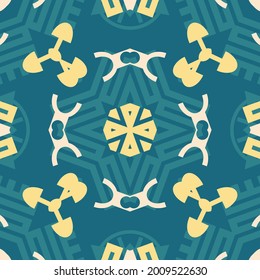 Geometric square print for textiles. Stylish design for scarf, shawl, headscarf, bandana, pareo, hijab and other products. 