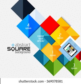 Geometrische quadratische Formen und Infografik-Optionselemente mit Tablette