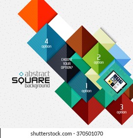 Formas cuadradas geométricas y elementos de opción infográfica con tablet