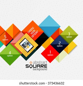 Geometric square shapes and infographic option elements with tablet