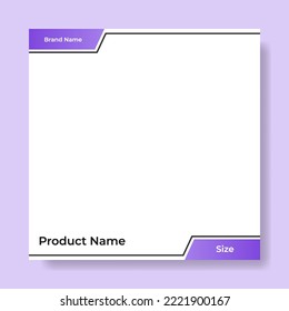 Diseño geométrico cuadrado de banner de medios sociales, pantalla de fondo de producto para anuncios plantilla de venta comercial en color morado gradiente. diseño vectorial