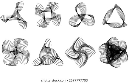 Geometric Square Spirograph Abstract Line Art Pattern Symmetry Shape Design Vector Illustration	