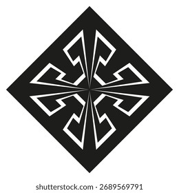 Geometric square symbol. Abstract inner pattern. Black solid shape. Vector tribal emblem. EPS 10.