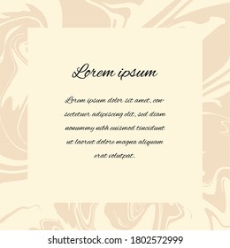 Geometric square template  in gentle milky and beige colors with an abstract background with a copy space for text. For social media, packaging, printing on banners and posters.