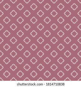 Textura cuadrada geométrica. Resumen de patrones sin fisuras vectoriales con pequeños rombos, diamantes, cuadrados. Elegante fondo geográfico. Ornamento de color rosa. Repetir el diseño para la decoración, papel pintado, tela, impresión
