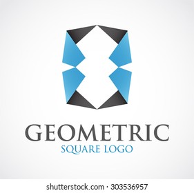 Geometric square triangle blue abstract vector logo design template office business icon professional company and corporate identity symbol concept